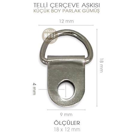 Telli Çerçeve Askısı 10 Adet (20x12mm) Vida Hediyeli Parlak Gümüş