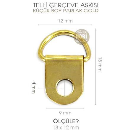 Telli Çerçeve Askısı 10 Adet (20x12mm) Vida Hediyeli Altın Renkli