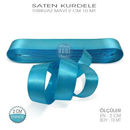 Turkuaz Renkli Saten Kurdele - 2cm - 10mt