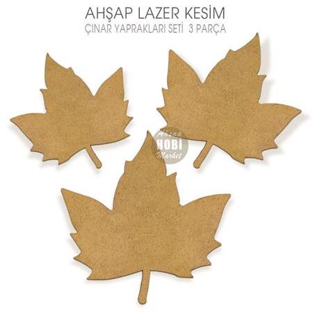 Çınar Yaprağı Figürleri Seti (3 Parça) Lazer Kesim Ahşap