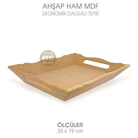 Ahşap Ekonomik Dalgalı Promosyon Tepsi (25x19 cm)