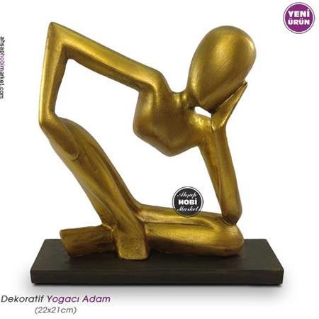 Dekoratif Kaideli Yogacı Adam Heykeli Gold