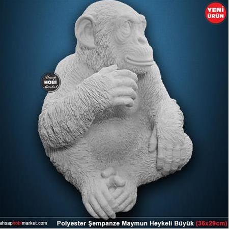 Polyester Şempanze Maymun Heykeli Büyük (36x29cm)