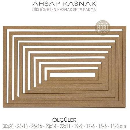 Ahşap Dikdörtgen Kasnak Seti Vidasız (9 Parça)