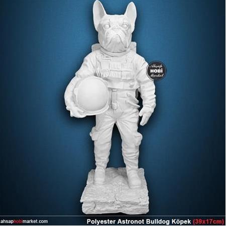 Polyester Astronot Bulldog Köpek Heykeli (39x17cm) HYK920