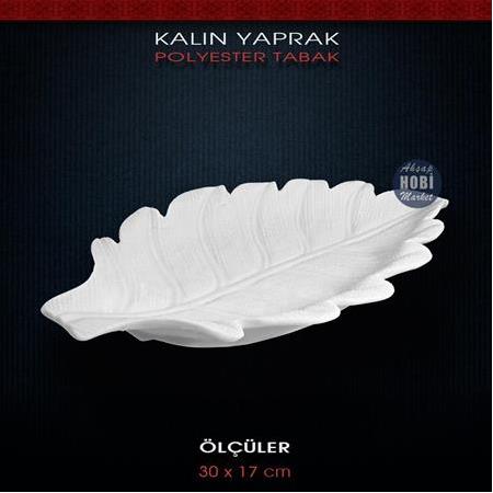 Dekoratif Kalın Yaprak Tabak (30x17cm) Ham Polyester