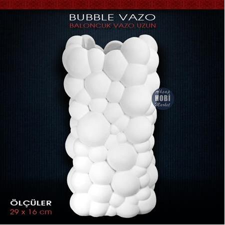 Bubble Vazo Uzun Ham Polyester (29x16cm ) Baloncuk Vazo