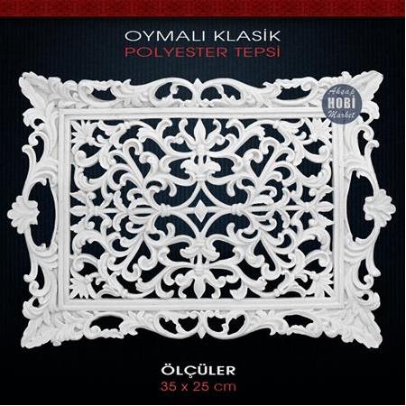 Oymalı Klasik Tepsi 35x25 cm Ham Polyester