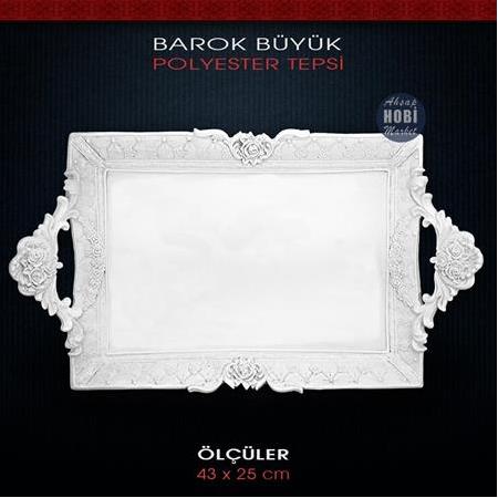 Barok Büyük Tepsi 43x25 cm Ham Polyester
