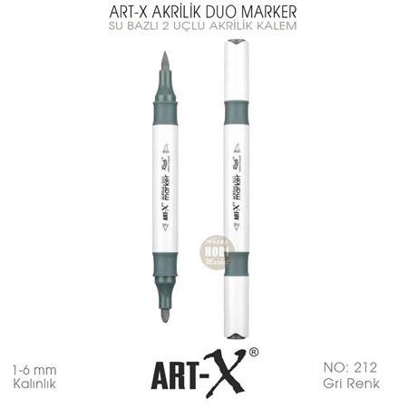 Art-X Akrilik Duo Marker 212 Gri Renk 2 Uçlu Akrilik Kalem