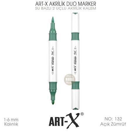 Art-X Akrilik Duo Marker 132 Açık Zümrüt Yeşili 2 Uçlu Akrilik Kalem