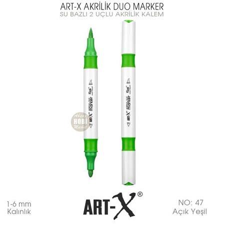 Art-X Akrilik Duo Marker 47 Açık Yeşil 2 Uçlu Akrilik Kalem