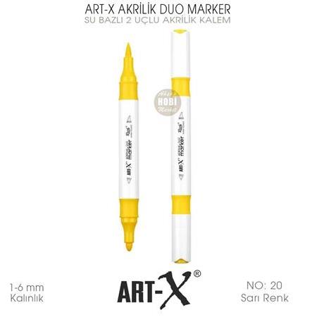 Art-X Akrilik Duo Marker 20 Sarı Renk 2 Uçlu Akrilik Kalem