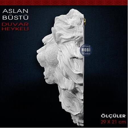 Aslan Büstü Duvar Heykeli (29x21 cm) Ham Polyester