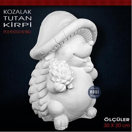 Kozalak Tutan Kirpi Heykeli (30x20 cm) Ham Polyester