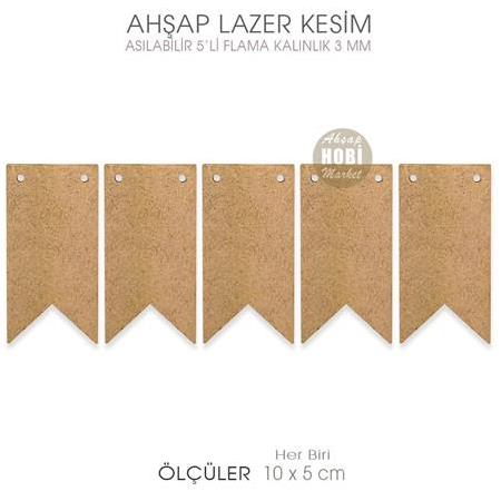 Ahşap Asılabilir 5'li Flama Lazer Kesim