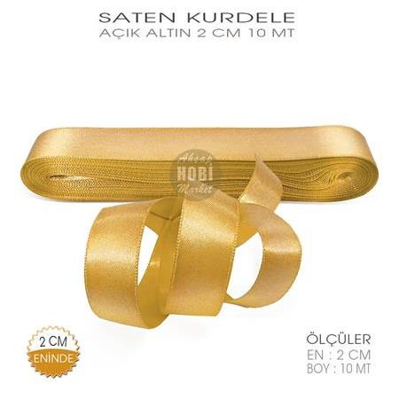 Açık Altın Renkli Saten Kurdele - 2cm - 10mt