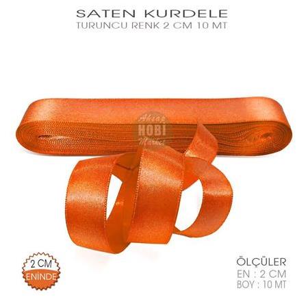 Turuncu Renkli Saten Kurdele - 2cm - 10mt