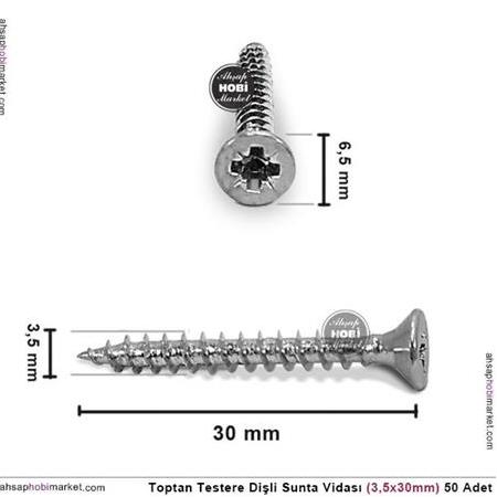 Toptan Sunta Vidası Testere Dişli (3,5x30mm) 50 Adet Nikel