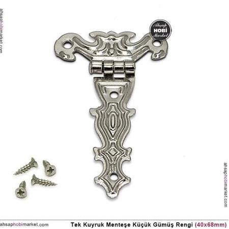 Tek Kuyruk Menteşe Gümüş Rengi Küçük (40x68mm) Vida Hediye