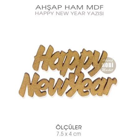 Ahşap Happy New Year Yazısı Küçük (7,5x4 cm)