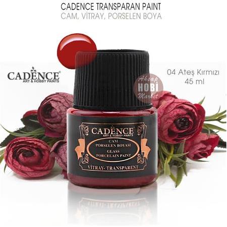 Cadence Transparan Cam Vitray Porselen Boyası Kırmızı Ateş  04 (45 ml)
