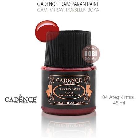 Cadence Transparan Cam Vitray Porselen Boyası Kırmızı Ateş  04 (45 ml)