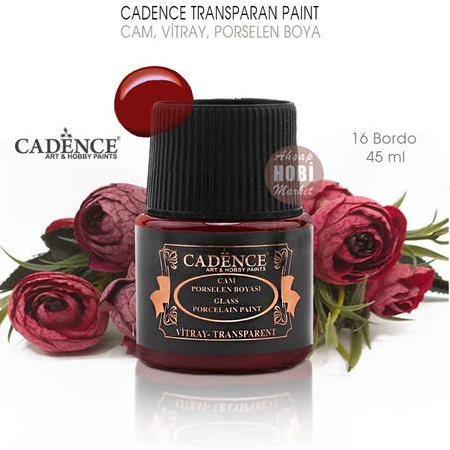 Cadence Transparan Cam Vitray Porselen Boyası Bordo 16 (45 ml)