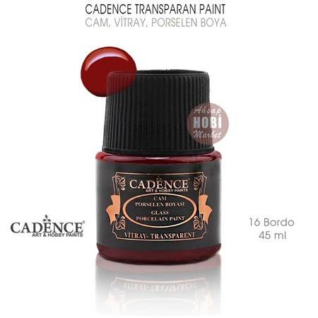 Cadence Transparan Cam Vitray Porselen Boyası Bordo 16 (45 ml)