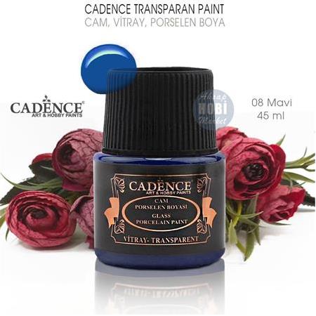 Cadence Transparan Cam Vitray Porselen Boyası Mavi 08 (45 ml)