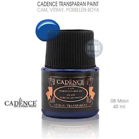 Cadence Transparan Cam Vitray Porselen Boyası Mavi 08 (45 ml)