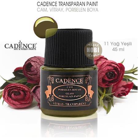 Cadence Transparan Cam Vitray Porselen Boyası Yağ Yeşili 11 (45 ml)