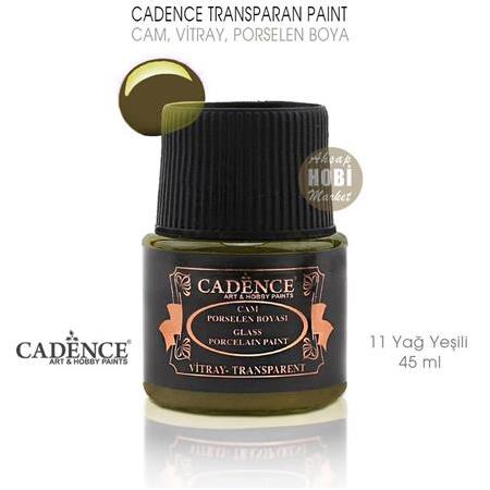 Cadence Transparan Cam Vitray Porselen Boyası Yağ Yeşili 11 (45 ml)