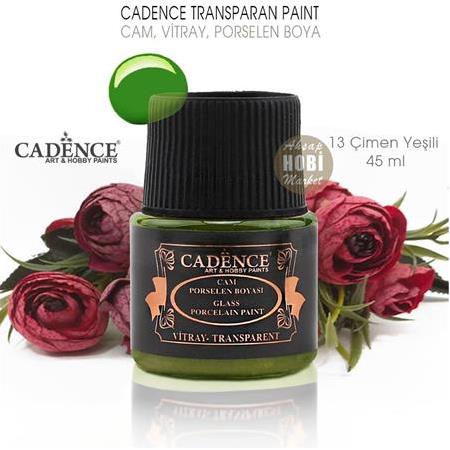 Cadence Transparan Cam Vitray Porselen Boyası Çimen Yeşili 13 (45 ml)
