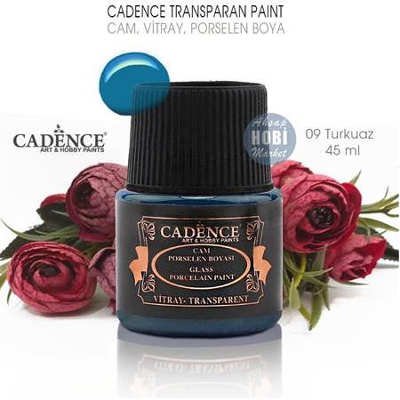 Cadence Transparan Cam Vitray Porselen Boya Turkuaz 09 (45 ml)