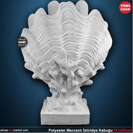 Polyester Mercanlı İstiridye Kabuğu Vazo Biblo (31x20cm)