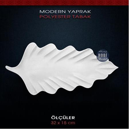 Dekoratif Modern Yaprak Tabak (32x15cm) Ham Polyester