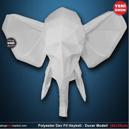 Polyester Dev Fil Heykeli - Duvar Modeli (44x39cm)