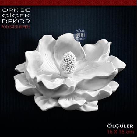 Orkide Çiçek Dekor Biblo (15x15 cm) Ham Polyester