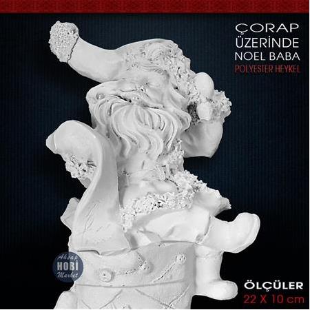 Çorap Üzerinde Noel Baba Biblo (22x10 cm) Ham Polyester
