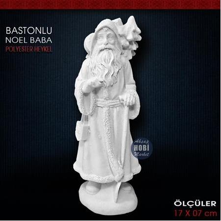 Bastonlu Noel Baba Biblo (17x7 cm) Ham Polyester