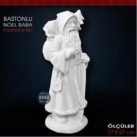 Bastonlu Noel Baba Biblo (17x7 cm) Ham Polyester