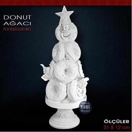 Donut Ağacı Biblo Heykeli (31x12 cm) Ham Polyester