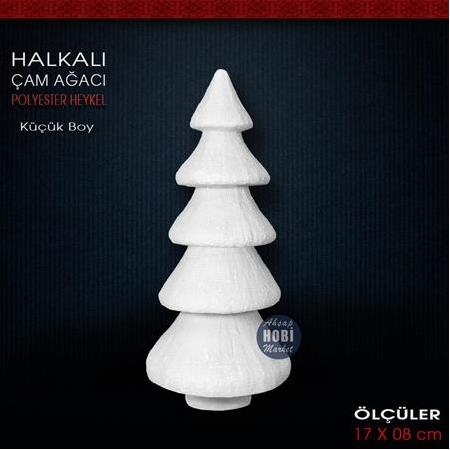 Halkalı Çam Ağacı Biblo Küçük (17x8 cm) Ham Polyester