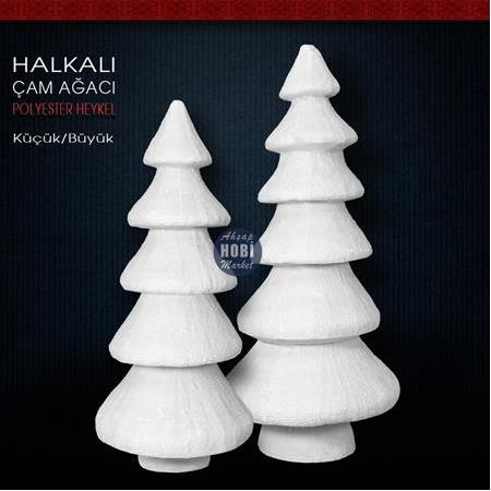 Halkalı Çam Ağacı Biblo Küçük (17x8 cm) Ham Polyester