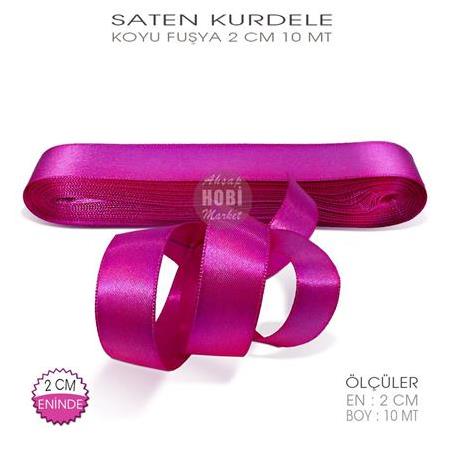 Koyu Fuşya Saten Kurdele - 2cm - 10mt