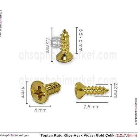 Kutu Klips Kutu Ayagi Vidası Sarı 10 Adet (2,2x7,5mm)