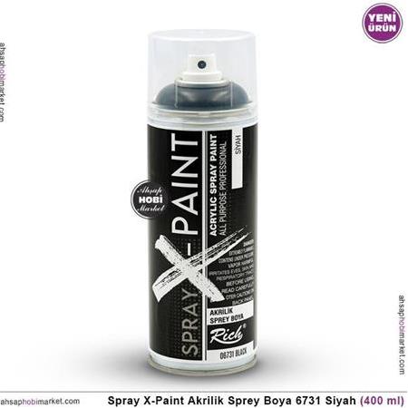 Spray X-Paint Akrilik Sprey Boya 6731 Siyah 400ml