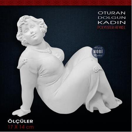 Oturan Dolgun Kadın Biblo (17x14 cm) Ham Polyester