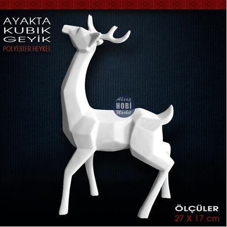 Kübik Geyik Biblo Ayakta (27x17 cm) Ham Polyester